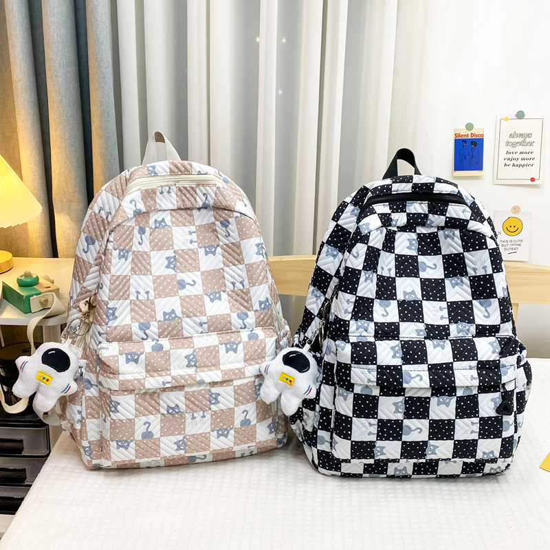 Large Plaid Casual School Daily School Backpack display picture 12