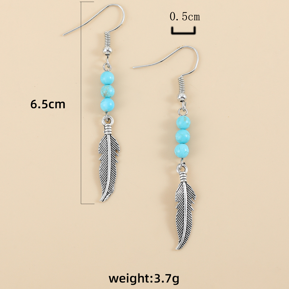 Fashion Feather Beaded Beaded Alloy Earrings display picture 1