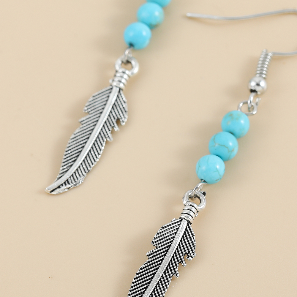 Fashion Feather Beaded Beaded Alloy Earrings display picture 4