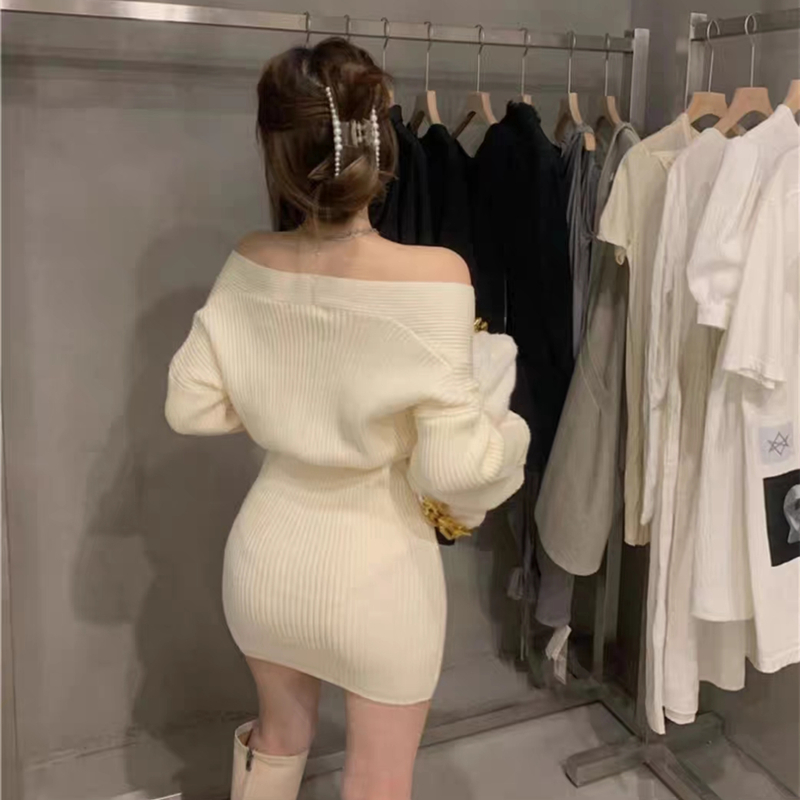 Women's Sweater Dress Casual Sexy V Neck Long Sleeve Solid Color Short Mini Dress Daily display picture 9