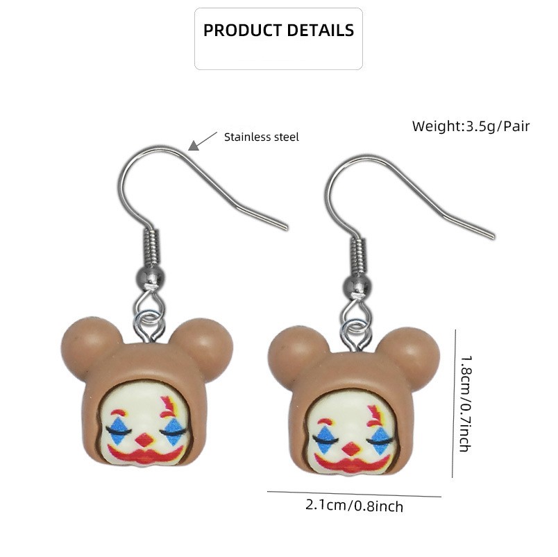 1 Pair Funny Clown Plastic Resin Drop Earrings display picture 5