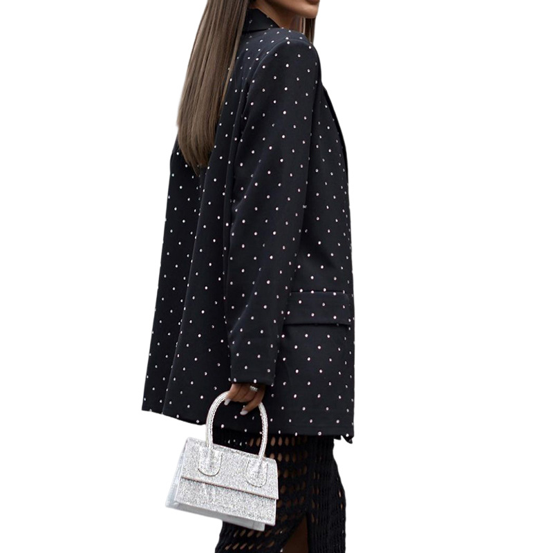 Women's Coat Long Sleeve Blazers Belt Elegant Polka Dots display picture 4