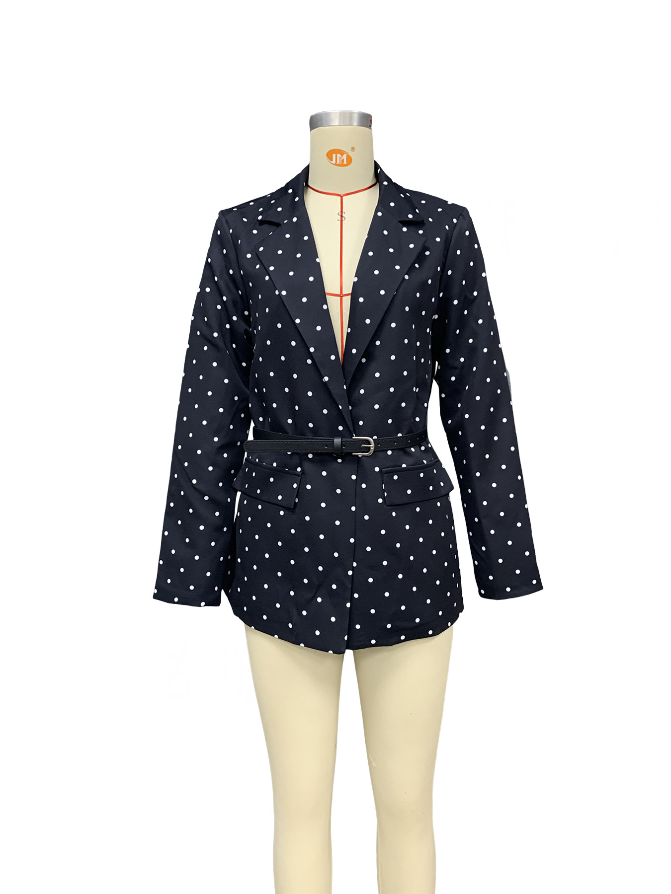 Women's Coat Long Sleeve Blazers Belt Elegant Polka Dots display picture 7