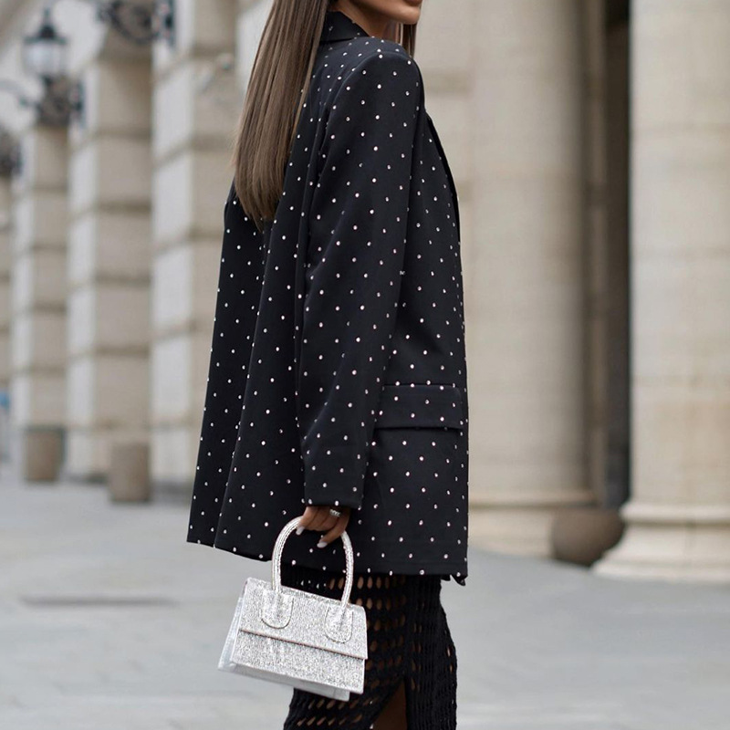 Women's Coat Long Sleeve Blazers Belt Elegant Polka Dots display picture 1