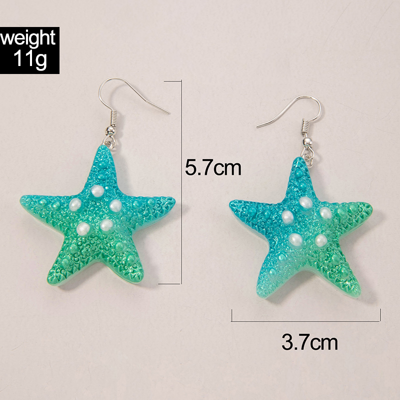 1 Pair Hawaiian Beach Starfish Inlay Alloy Artificial Pearls Resin Drop Earrings display picture 1