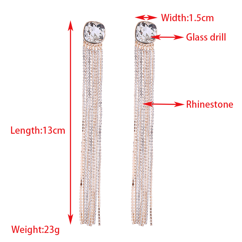 1 Pair Elegant Tassel Plating Inlay Alloy Rhinestones Gold Plated Silver Plated Drop Earrings display picture 1