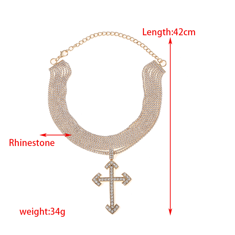Dame Traverser Alliage Incruster Strass Femmes Collier display picture 1