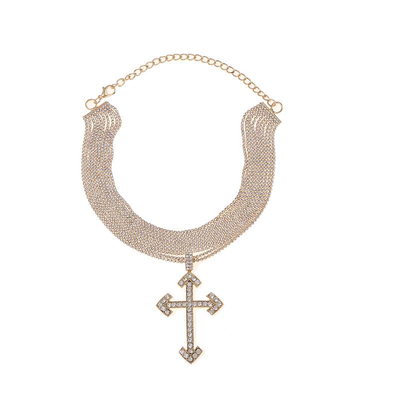 Dame Traverser Alliage Incruster Strass Femmes Collier display picture 5