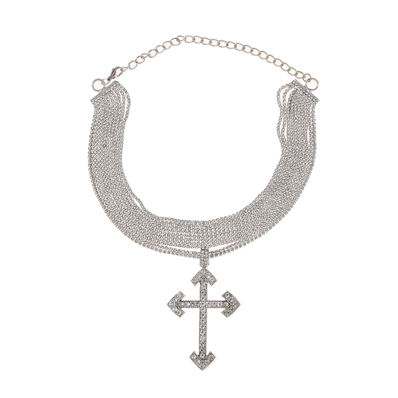 Dame Traverser Alliage Incruster Strass Femmes Collier display picture 6