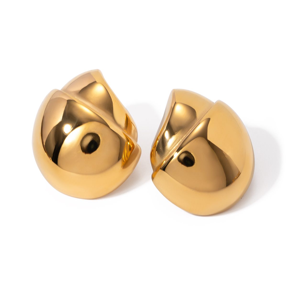 1 Pair IG Style Simple Style Filbert Solid Color 304 Stainless Steel 18K Gold Plated Ear Studs display picture 5