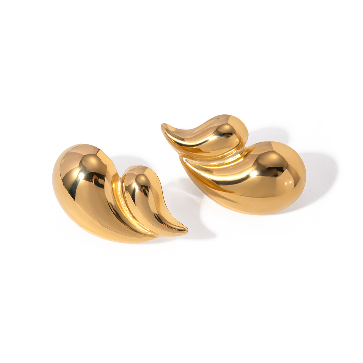 1 Pair IG Style Simple Style Water Droplets 304 Stainless Steel 18K Gold Plated Ear Studs display picture 1