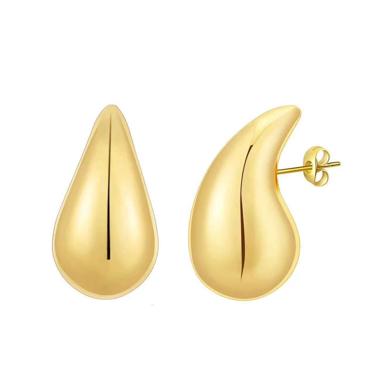 1 Pair Simple Style Water Droplets Plating Stainless Steel 18K Gold Plated Ear Studs display picture 3