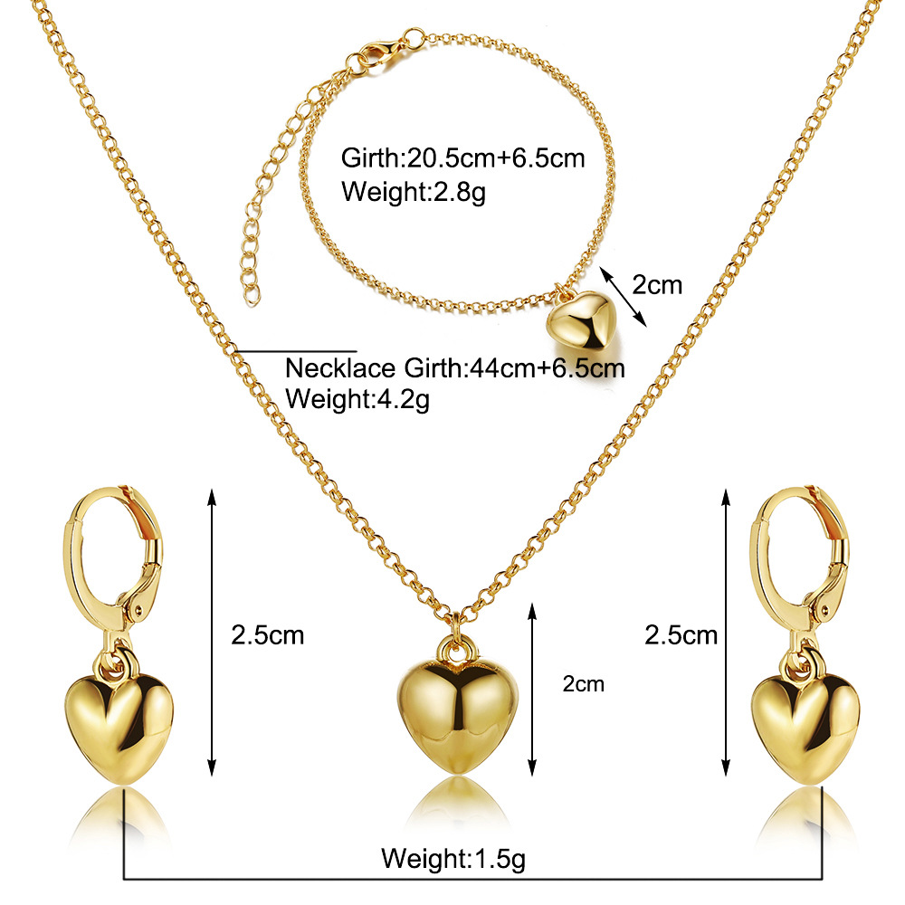 Ig Style Heart Shape Solid Color Alloy Women's Bracelets Earrings Necklace display picture 1
