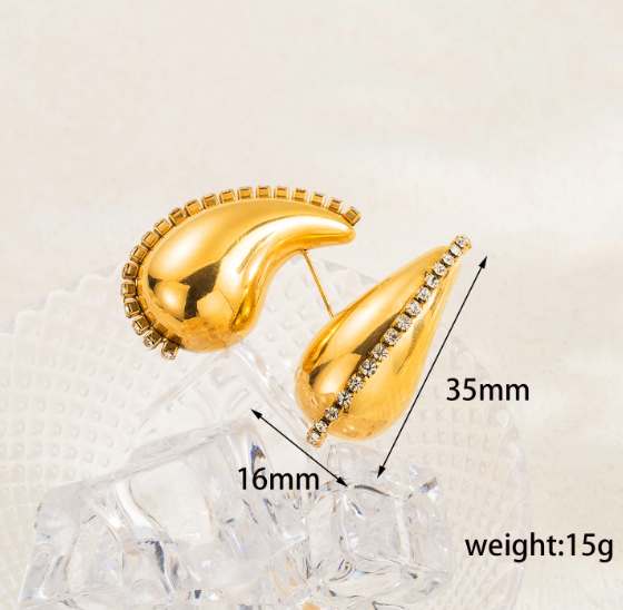 1 Pair Simple Style Water Droplets Plating Stainless Steel 18K Gold Plated Ear Studs display picture 10