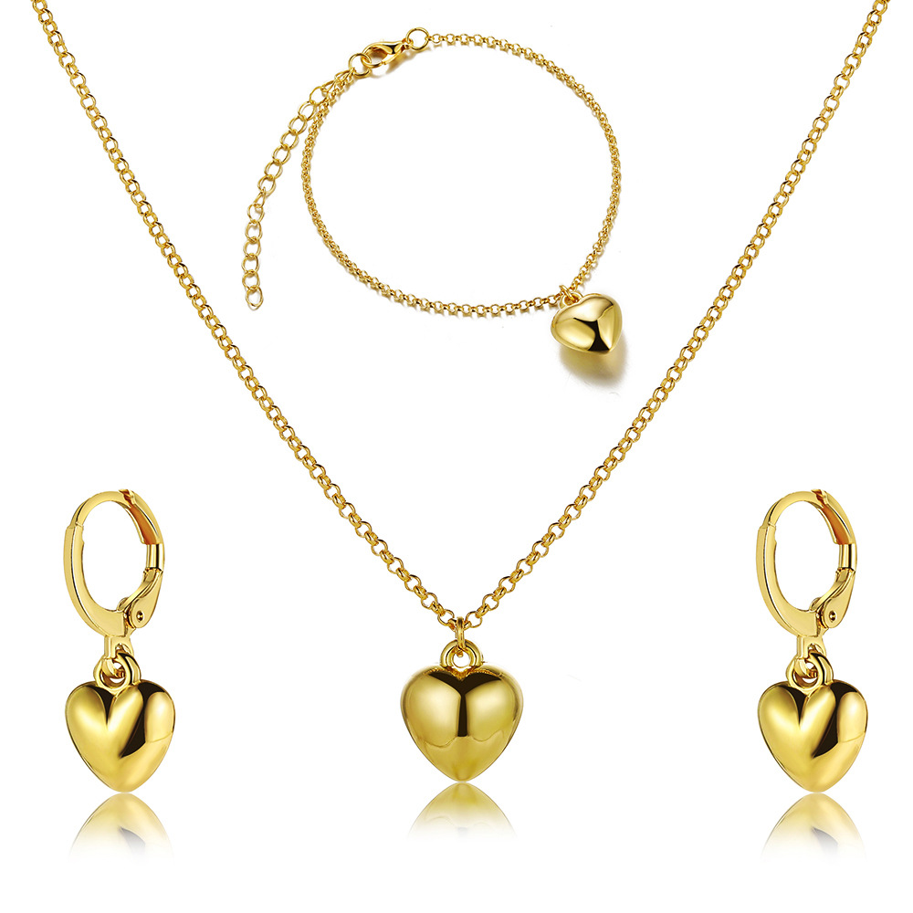Ig Style Heart Shape Solid Color Alloy Women's Bracelets Earrings Necklace display picture 2