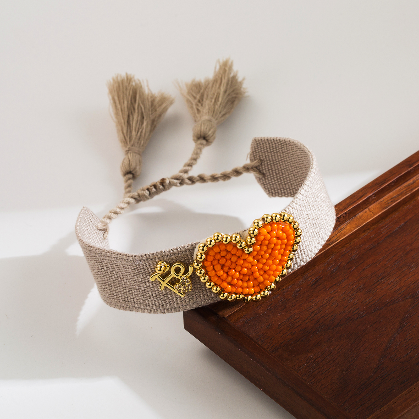 Einfacher Stil Herzform Tuch Glas Kupfer Perlen Stricken Valentinstag Frau Armband display picture 8