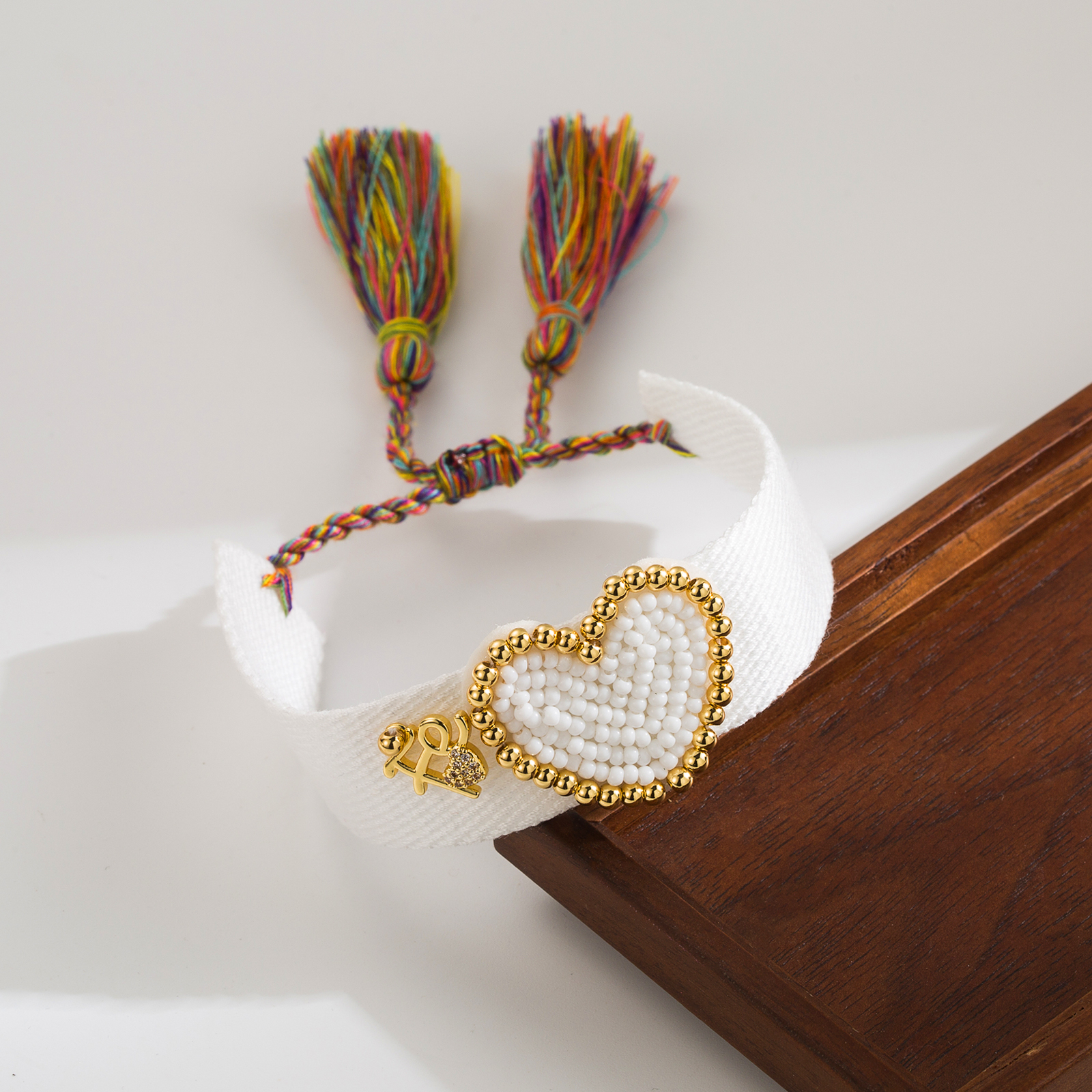 Einfacher Stil Herzform Tuch Glas Kupfer Perlen Stricken Valentinstag Frau Armband display picture 1