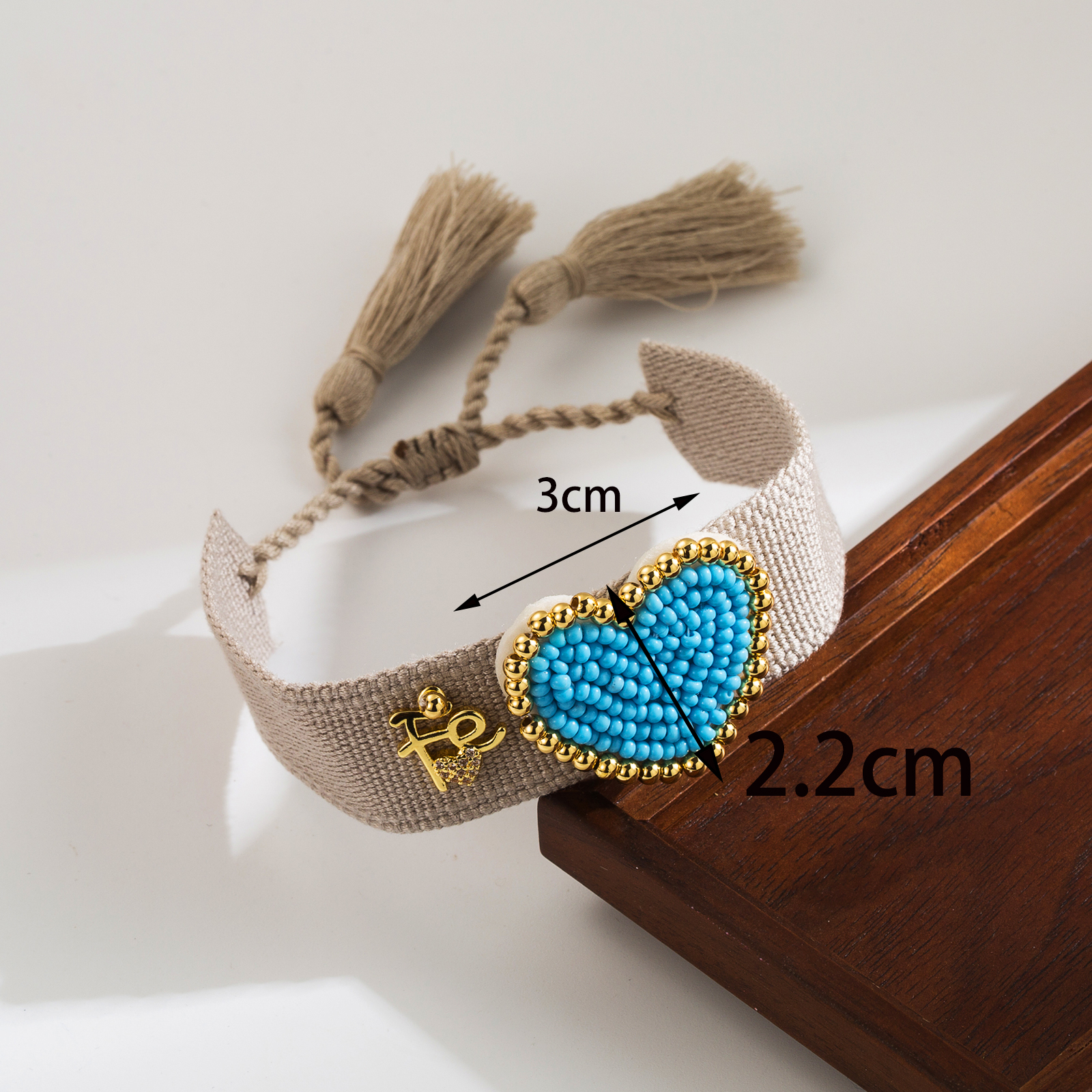 Einfacher Stil Herzform Tuch Glas Kupfer Perlen Stricken Valentinstag Frau Armband display picture 5