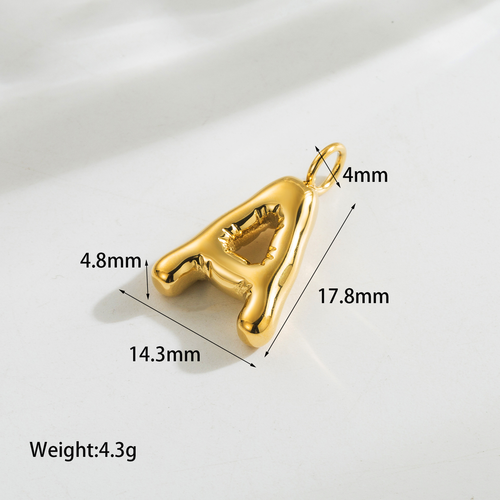 1 Stück 14,3*17,8mm Loch 3~3.9mm Rostfreier Stahl 14 Karat Vergoldet Brief Poliert Anhänger display picture 1